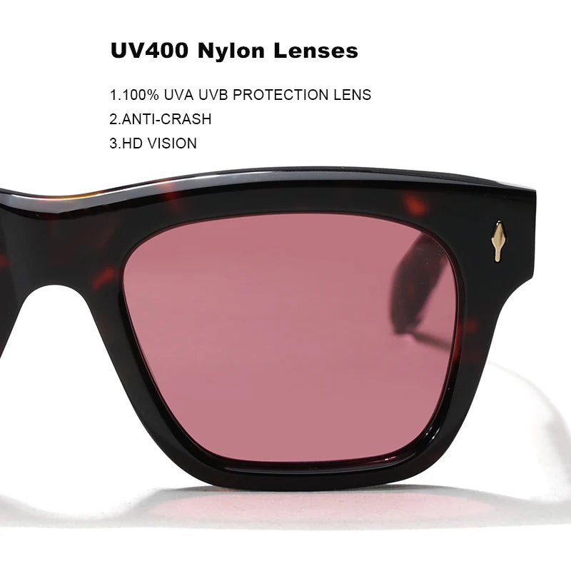 Fashion Design Handmade Square Acetate Sunglasses For Men Women Classic Sunglasses outdoor UV400 Protection Logo Customization