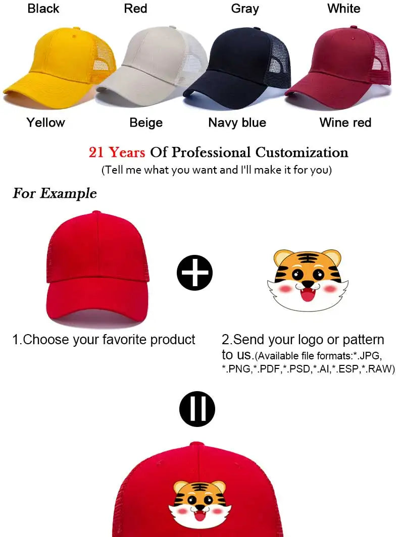 Gorras de béisbol al por mayor para hombre, gorras casuales, gorras de malla para mujer, gorras unisex con logotipo personalizado, gorras bordadas