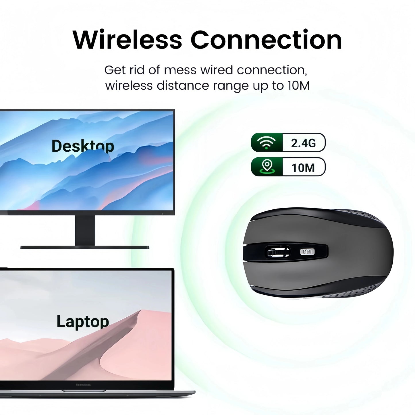 Wireless Mouse 2.4G Silent Mouse Portable Mobile Optical Office Mouse 1600 Adjustable DPI Levels for Notebook PC Laptop MacBook