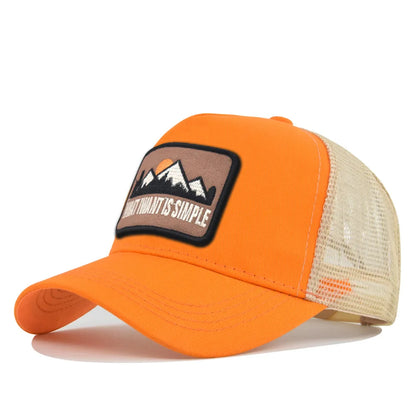 Letter Mesh Breathable Hat Women Men Embroidery Blocking Baseball Cap Sunshade Outdoor Sports Cycling Travel Sun Hat Dad Hat