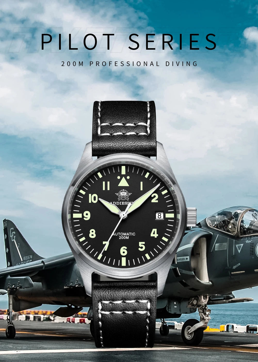 ADDIESDIVE Fashion Retro Personalized Watches 200m Waterproof C3 Luminous Steel Watch Sapphire Glass Mechanical Analog Watches