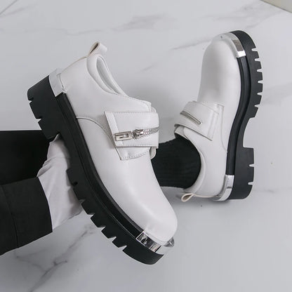 Men's Thick-Soled Leather Shoes Designer's Personalized Style Leisure Party Office Outdoor Fashion Street Black White Shoes