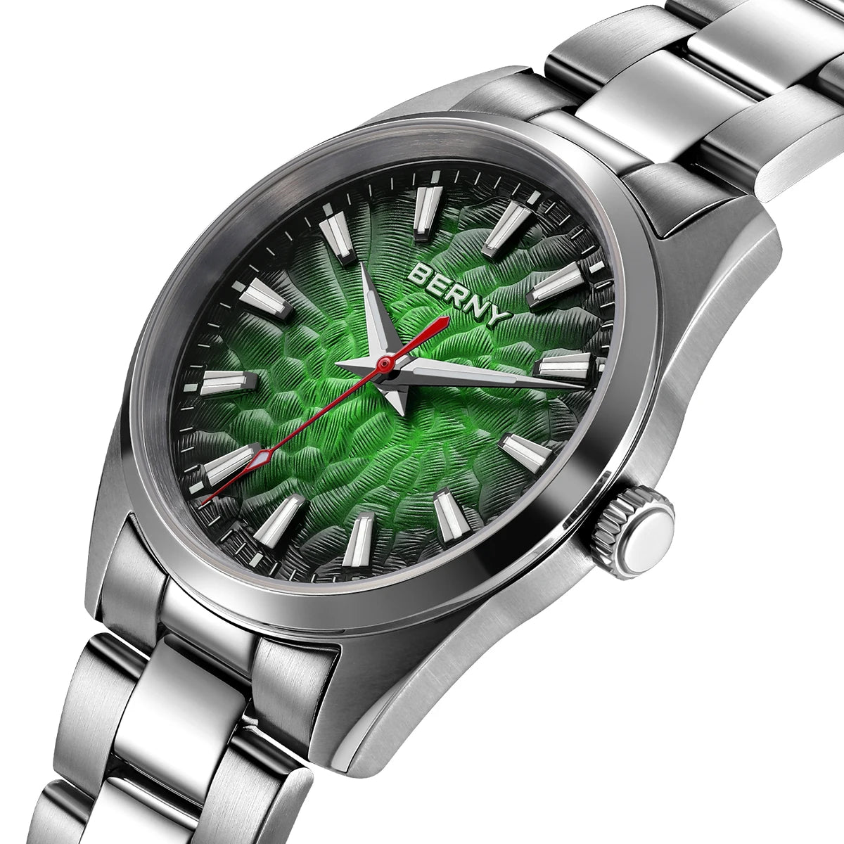 BERNY men’s watch – Quartz watch, sapphire crystal, luminescent hands, water-resistant to 10 ATM, made entirely of stainless steel – Elegant and casual style, ideal for everyday wear or professional occasions
