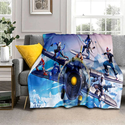 Coperta in flanella 3D F-Fortnites Cartoon Game, morbida e calda, per camera da letto, soggiorno, letto, viaggio, campeggio, picnic e regalo