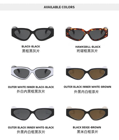 unique black white patchwork cat eye sunglasses for women new fashion small round gradient sun glasses ladies sexy Y2K shades