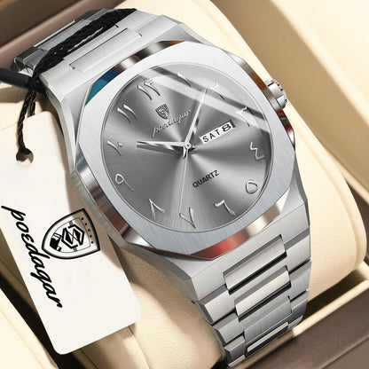 POEDAGAR luxury men’s quartz watch, water-resistant, stainless steel, men’s watch, day-date, business watches for men, Reloj Hombre