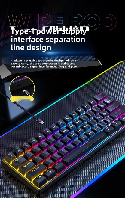 Wired Mechanical keyboard gaming 60 clavier blanc key board office all white tastiera meccanica teclado blanco gamer teclados