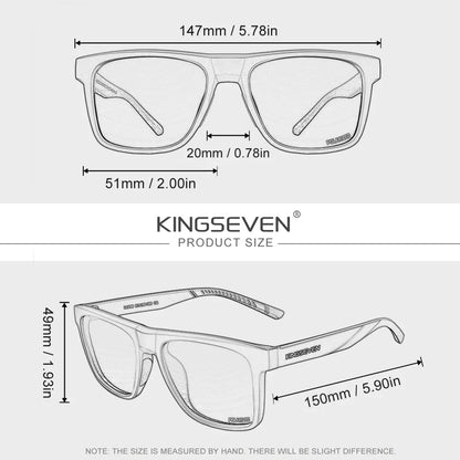KINGSEVEN Brand Trendy Rectangle Frame Sunglasses Vintage Polarized Women Men Glasses Causal Driving Eyewear UV400
