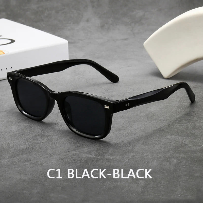 Men's Thick Framed Retro Brown Sunglasses Narrow Framed Hip-hop Style Rapper Eyewear Vacation Sunglasses UV400
