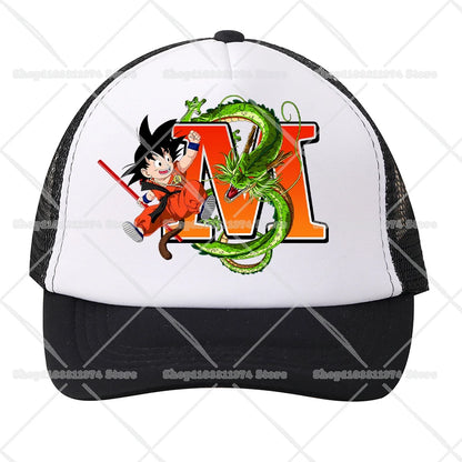 Czapki baseballowe z siateczki Dragon Ball z motywem kreskówkowym Son Goku z literami – czapki sportowe dla dorosłych i dzieci, anime, letnie, na świeżym powietrzu, z daszkiem chroniącym przed słońcem, prezent, nowe