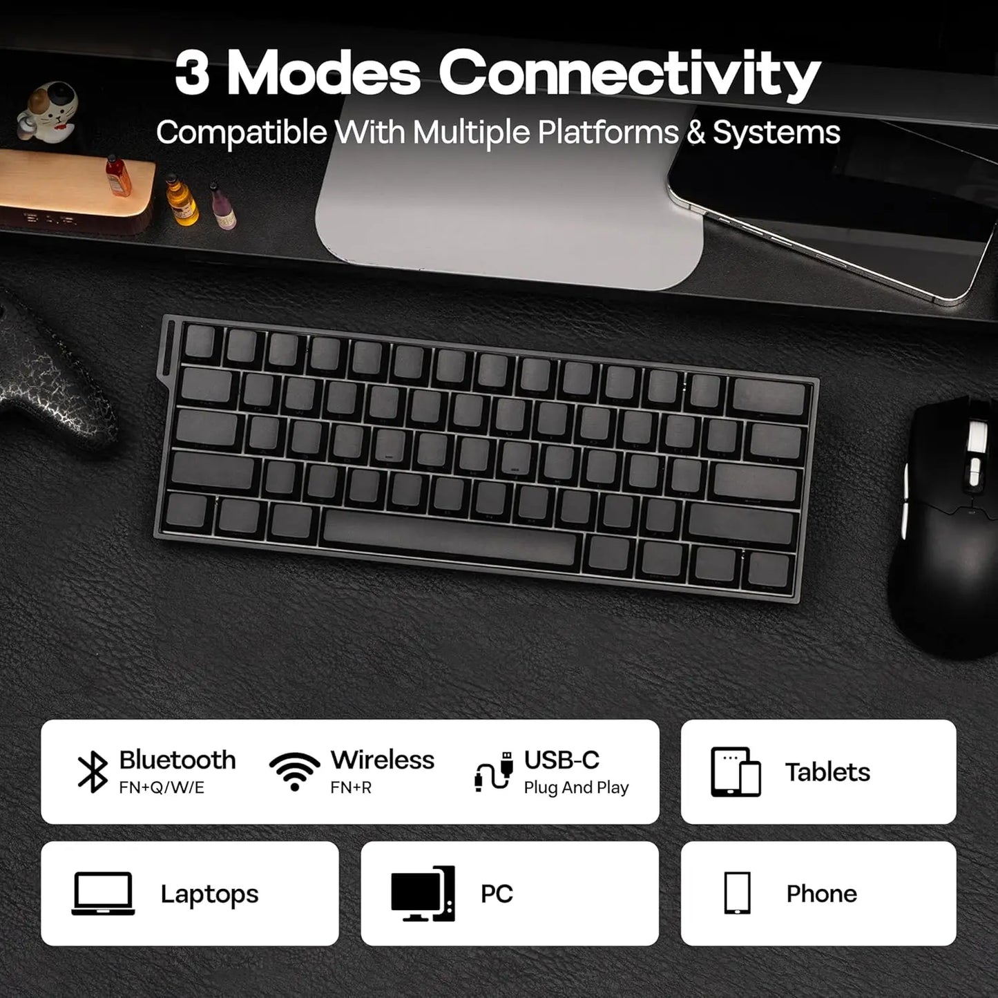 Teclado mecánico inalámbrico AULA Mini60 HE/Pro/Max 60% con interruptores magnéticos RGB, trimodo, 8000Hz, 0.01mmRT para PC, regalos para gamers