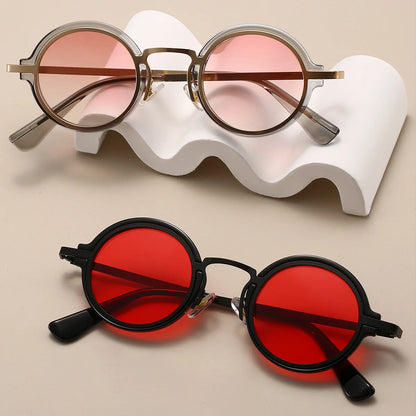 New Retro Small Round Frame Sunglasses for Men's Personalized Steampunk Outdoor Driving Sunglasses Street Photography