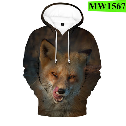 Suositut hip hop -tyyliset uutuushupparit ja collegepaidat, mukava uusi Fox 3D -printti, miehille/naisille, aikuisille/lapsille, rennot puserot