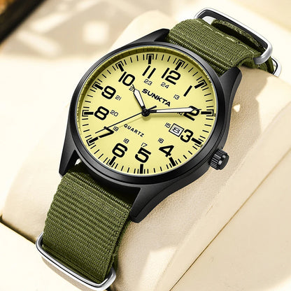 2026 SUNKTA Top Luxury Mens Watch Fashion Casual Quartz Wristwatches Luminous 30M Waterproof Nylon LIGE Watches Men Gifts Reloj