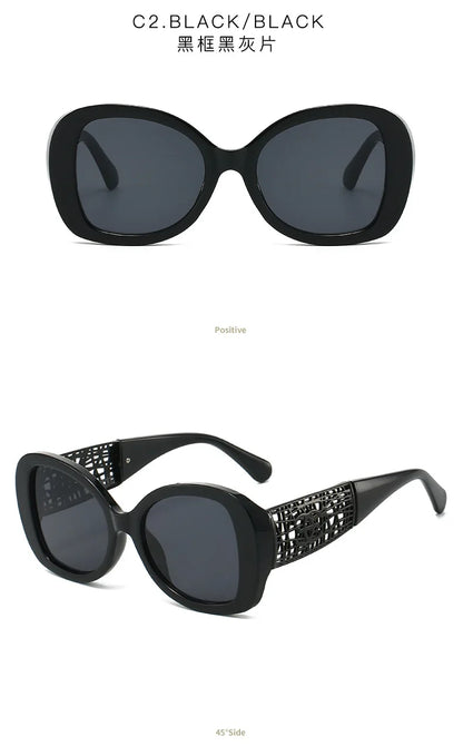 Hot Designer Fashion Women's Sunglasses Premium Retro Sunglasses Large Frame Metal Toad Glasses
