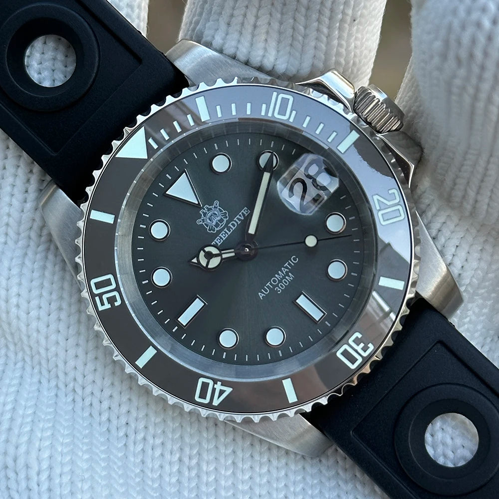 STEELDIVE Brand  SD1953 Gray Dial Stainless Steel NH35 Watch Ceramic Bezel 41mm Sapphire Glass Men Dive Watches  hombre