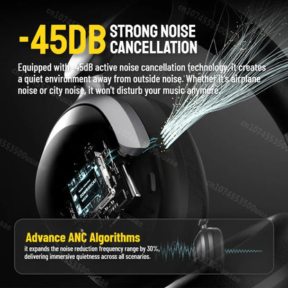 Zombies Cat S10 ANC Bluetooth 6.0 Headphones -45dB Active Noise Canceling Earphone HiFi Stereo Over-Ear Wire/Wireless Headset