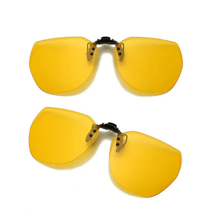 KLASSNUM Men Polarized Clip On Sunglasses Women Flip Up Sunglasses Square Cut Edge Lenses Driving Night Vision Fishing Goggle
