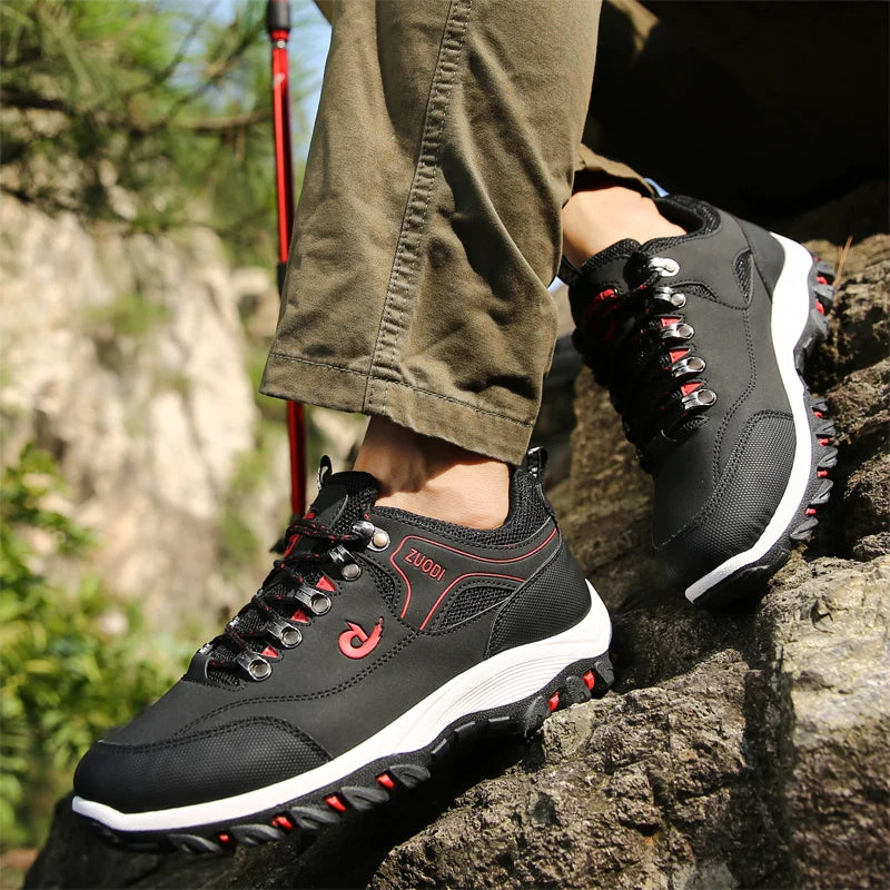 Sapatos casuais em pele para homem, ténis leves de caminhada para primavera, outono e inverno