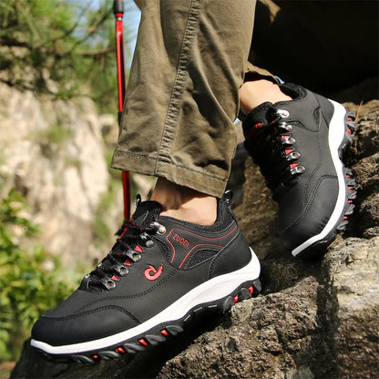 Sapatos casuais em pele para homem, ténis leves de caminhada para primavera, outono e inverno