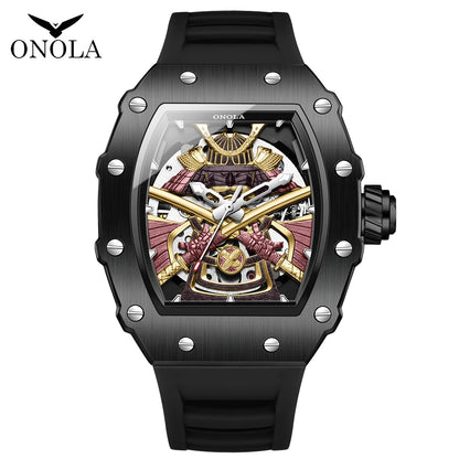 ONOLA Luxury Men's Automatic Mechanical Watch Waterproof Watch Luminous Barrel Shape Military Sports Wristwatch Men's Watch