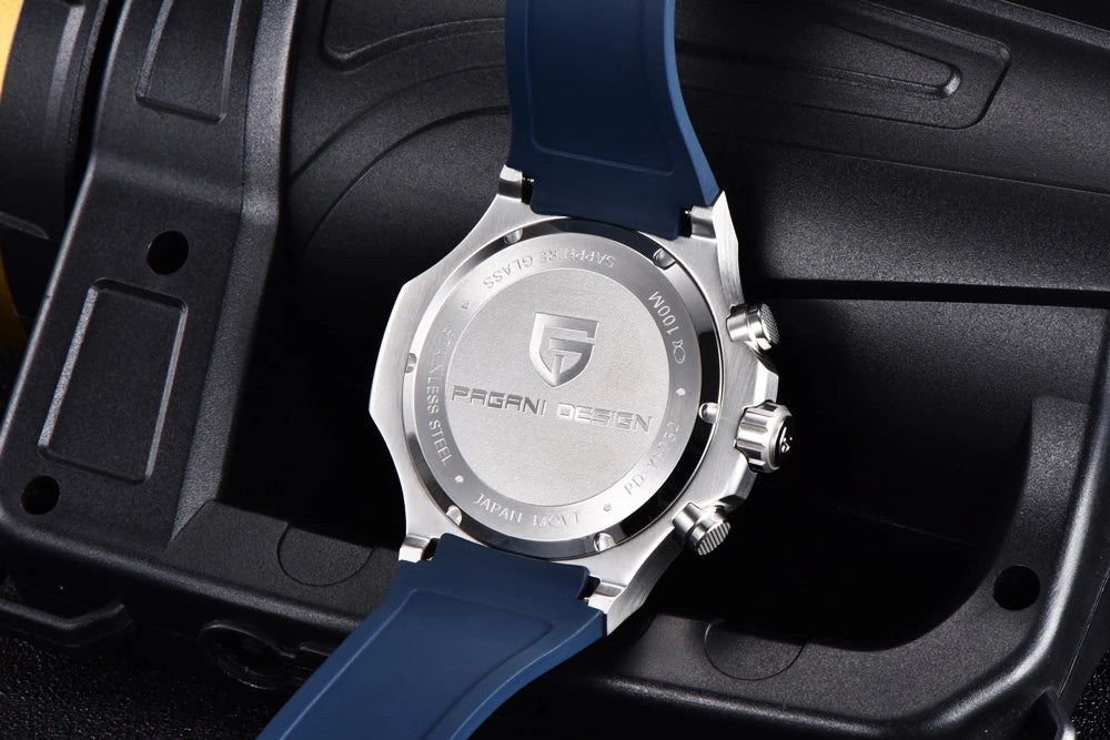 PAGANI DESIGN men’s quartz watches – Luxury sports chronograph, water-resistant, featuring luminescent hands and a sapphire crystal with anti-reflective coating