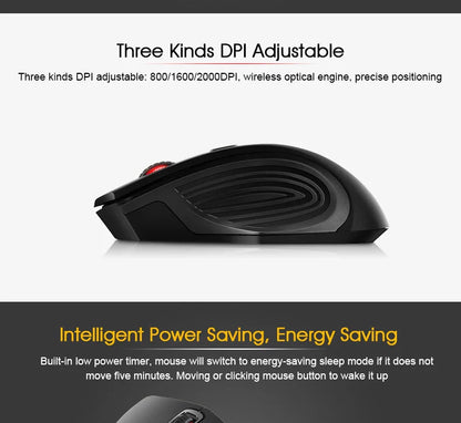 Ratón inalámbrico nuevo de 2000DPI ajustable con receptor USB 3.0, ratón óptico para ordenador 2.4GHz, ratón gaming con diseño ergonómico para portátil