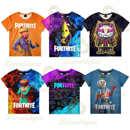 New Fortnite Summer T-Shirt Boys Cartoon Cute Tee Short Sleeve Shirt Men Women Children T-shirts Teenager Tee Streetwear Tops