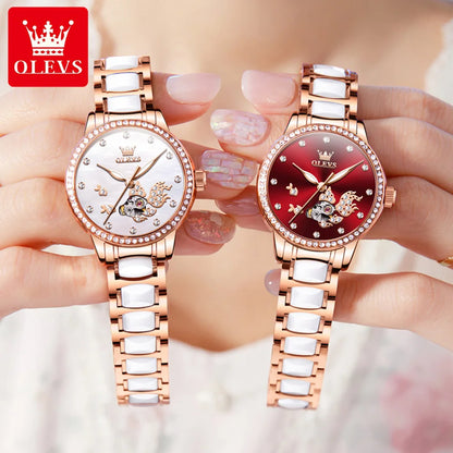OLEVS Brand steel strip fully automatic mechanical watch for women 7001