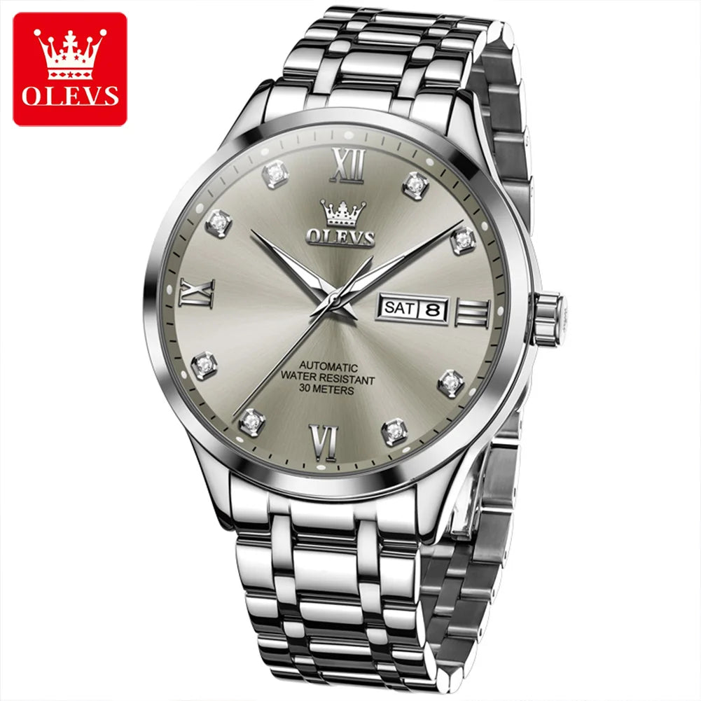 OLEVS 9946 Men’s Automatic Watch – A luxury mechanical wristwatch featuring a calendar with date display, ideal for businessmen.