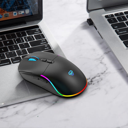 Tri-mode Mouse 2.4G Wireless/Bluetooth/Wired 6-speed DPI Adjustable 500mAh Battery RGB Lighting Esports Game Macro Office Mouse