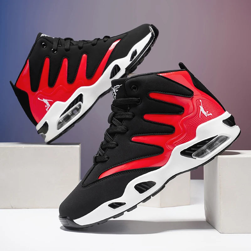Chaussures de basketball montantes pour hommes, robustes et stables, baskets d'entraînement à lacets, unisexe, adaptées à la course, au sport, au basketball et à la marche. Cadeau idéal pour hommes, léger, confortable,