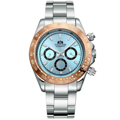 Automatic Mens Watch Mechanical Self Wind Movement Gold Black Stainless Steel Diamonds Stone Sports Luxury Fashion Watches