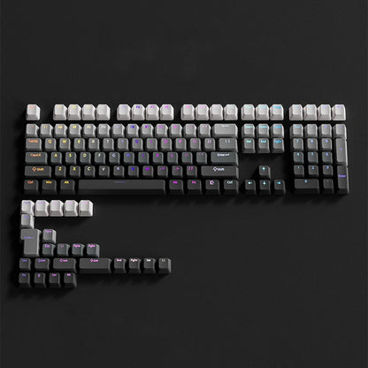 Teclas gamer RGB con retroiluminación degradada para teclado mecánico con interruptores MX, perfil OEM, PBT, blanco y azul, distribución ISO, teclas DIY
