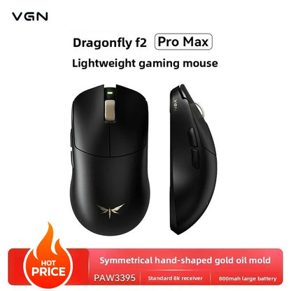 VGN Dragonfly F2 ProMax/Ultra esport gamer egér 42000DPI 0.125ms CSGO-hoz, alacsony késleltetésű, vezetékes/vezeték nélküli, dupla 8K, 3 mód, PAW3395/3950