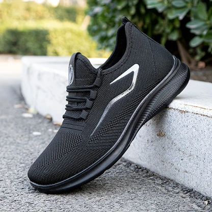 Baskets légères et respirantes en tricot pour hommes, chaussures d'entraînement antidérapantes pour la course à pied, basket-ball, chaussures de sport noires et blanches, semelle en PU