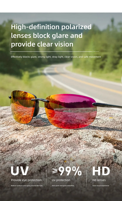 CAPONI Polarized Sunglasses For Men Original Design Outdoor Sport Running Driving Sun Glasses Photochromic Black Shades BS36502