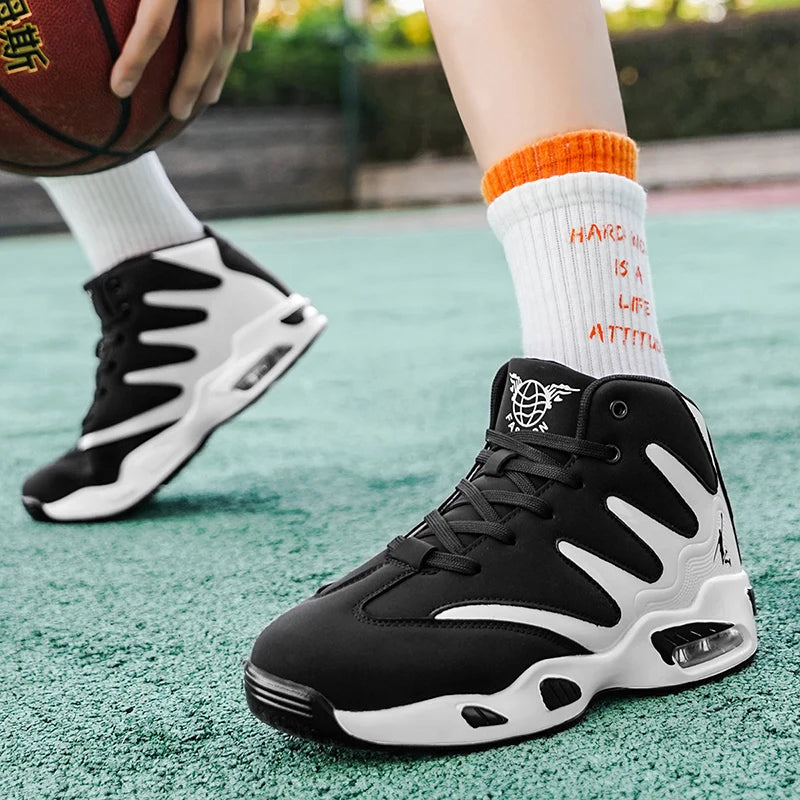 Chaussures de basketball montantes pour hommes, robustes et stables, baskets d'entraînement à lacets, unisexe, adaptées à la course, au sport, au basketball et à la marche. Cadeau idéal pour hommes, léger, confortable,