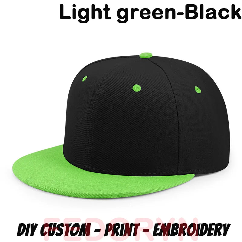 Fedoryn Custom Snapback Caps Splice Color Embroidery Hip Hop Cap for Women and Men DIY LOGO Design Print Hats Unisex Wholesale