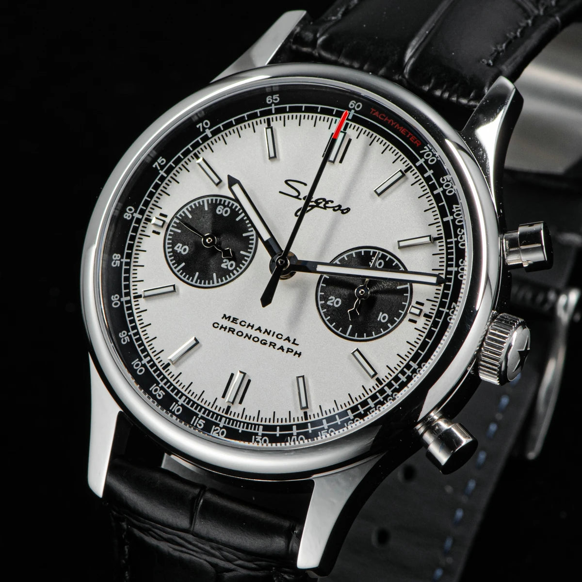 40mm Men's Army Watch 1963 Pilot Mechanical Sugess Panda Wristwatch Sapphire Air Force Watch Chronograph Official ST1901 Movement
