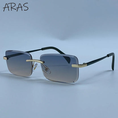 Rimless Rectangle Sunglasses Women 2026 Luxury Designer Fashion Retro Metal Sun Glasses Trendy Y2K Shades Small Frame Eyewear