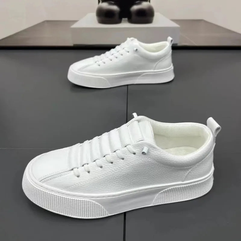 Zapatillas deportivas para hombre, calzado informal, zapatos planos para hombre, zapatillas ligeras de cuero sintético (PU), calzado transpirable, zapatillas deportivas blancas para hombre