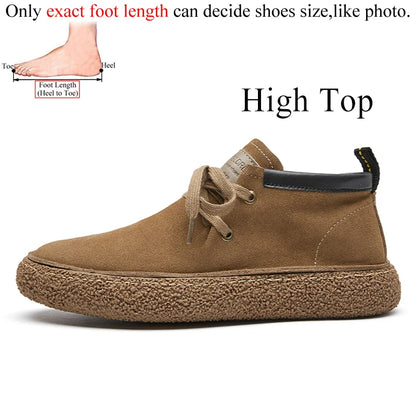 Luxury Brand Men Suede Leather Casual Shoes Genuine Leather Natural Handmade Anti-Skid Design Spring Autumn