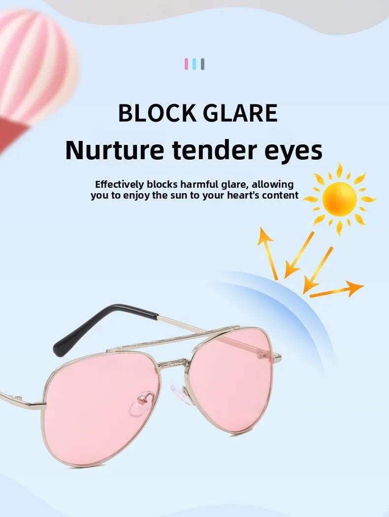 2025 UV400 Metal Children's Sunglasses for Boys and Girls, Toad Glasses for Children Sunglasses Boys And Girls Baby Aviator