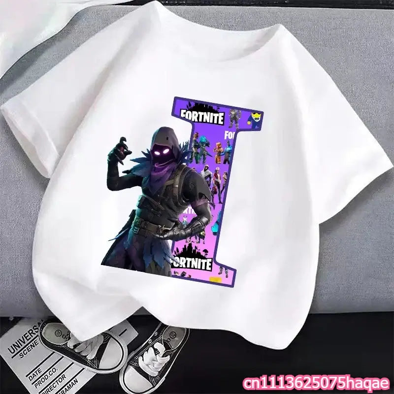 New Fortnites Kids T-shirts Cartoon Letter Graphic T-shirts Boys Girls Summer Casual Sports Short Sleeve Tops Children Clothing