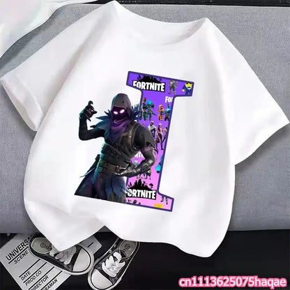 New Fortnites Kids T-shirts Cartoon Letter Graphic T-shirts Boys Girls Summer Casual Sports Short Sleeve Tops Children Clothing