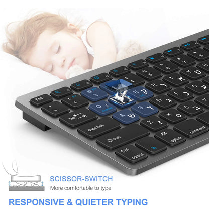 Hebräisch-englisches Layout – kabellose Bluetooth- & 2.4G-Dual-Mode-Tastatur, schlank, kompakt und ergonomisch für Windows, iOS und Android