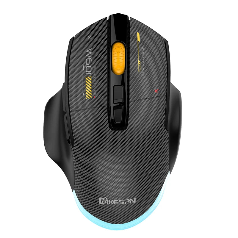 Mouse gaming tri-mode 12800DPI 2.4G Wireless Bluetooth cablato in fibra di carbonio, pulsante silenzioso, programmazione macro, 500mAh, 7 tasti