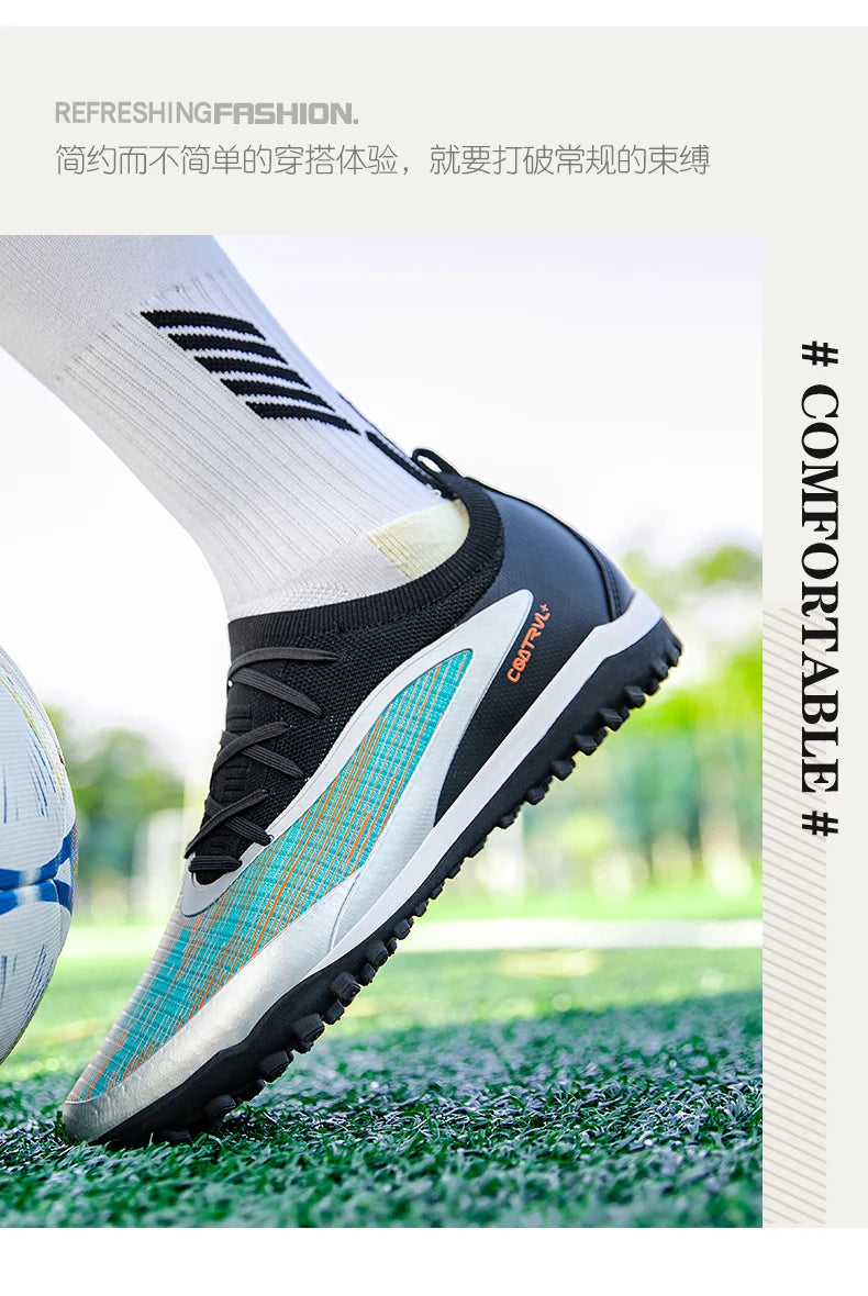 Nuove scarpe da calcio da uomo per esterno con tacchetti, traspiranti, antiscivolo, per adulti, scarpe sportive da calcio con tacchetti lunghi per allenamento, ragazzi e partite, confortevoli