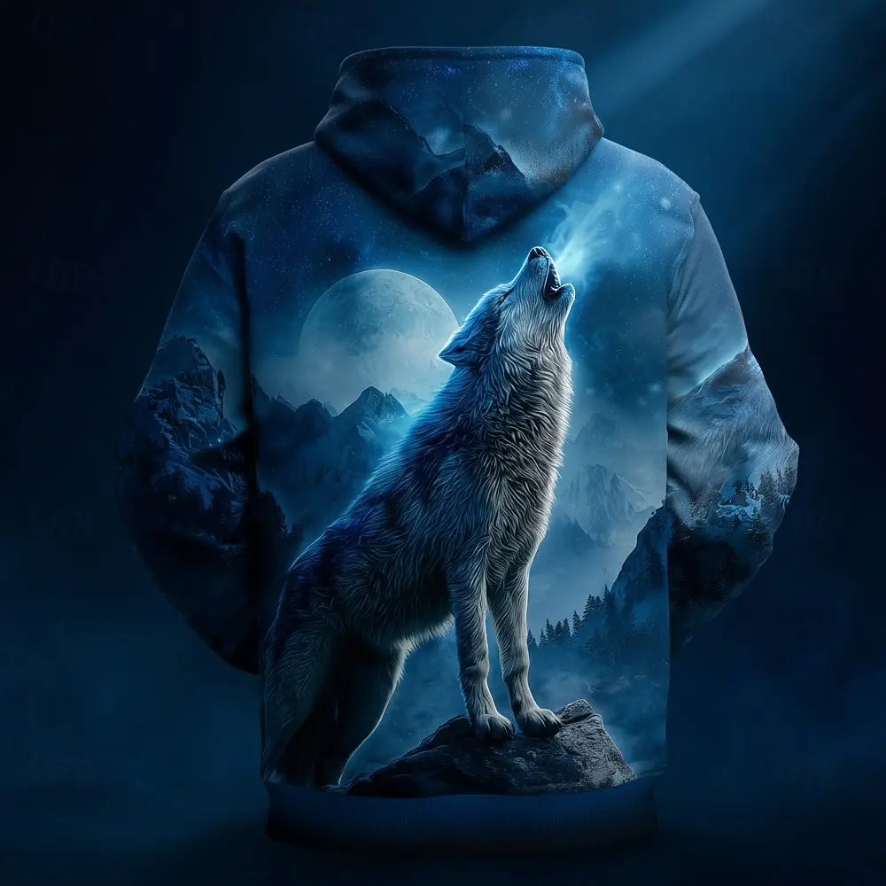 Moška kapučasta majica Wolf 3D Fantasy z okroglim izrezom, darilo za zabavo, klubska majica z vrvico za zategovanje, kapučaste majice, jesen-zima, oblikovalec